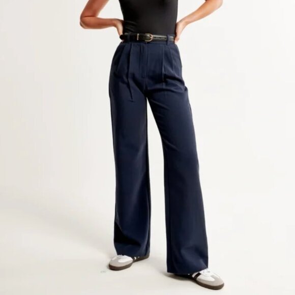 Abercrombie & Fitch Pants - NWT Abercrombie & Fitch Sloane Tailored wide leg trouser pant / 27 short / navy